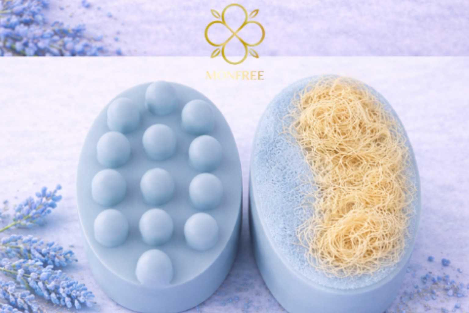 Bucha Sabonete Massageador Vegano Esfoliante lavanda , Artesanal, Glicerinado