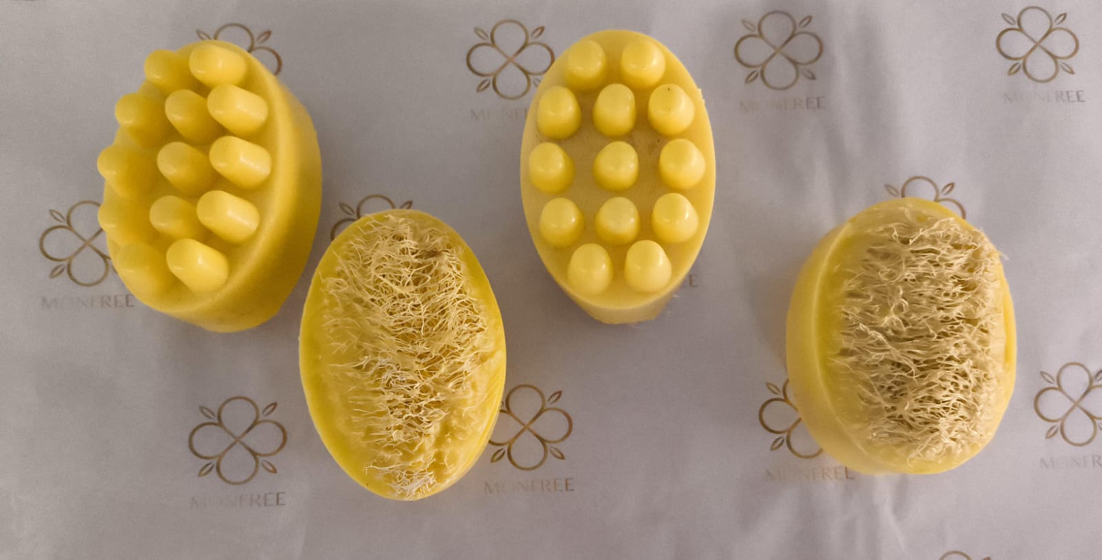 Bucha Sabonete Massageador Vegano Esfoliante lavanda , Artesanal, Glicerinado - Imagem 3